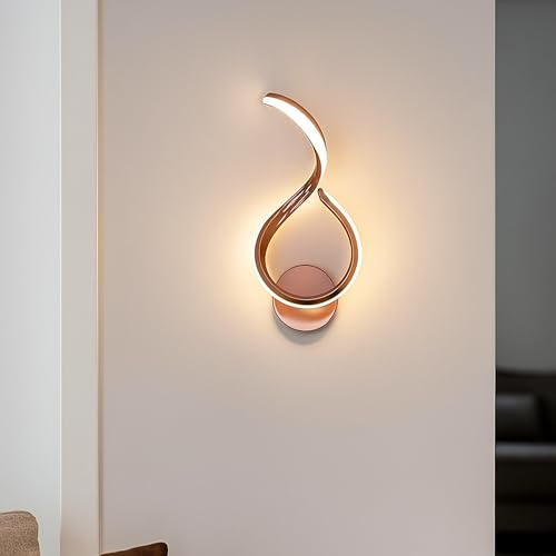 Image of SINOMAN Elegant LED Wall Light Spiral Design Metal Acrylic Gold Finsih Long-Lasting 3 in 1 Color Changing Energy Efficient Lighting Lamp for Bedroom, Living Room, Dining Area, Modern Home Decor