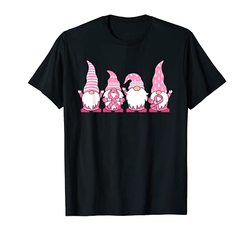 Gnomes Breast Cancer Awareness Peace Lover Gift Women Girl T-Shirt
