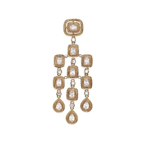 Image of Rubans 22K Gold-Plated /Rhodium-Plated Chandelier Earrings - Cubic Zirconia Studded Antique Traditional Chandelier Earrings for Womens & Girls