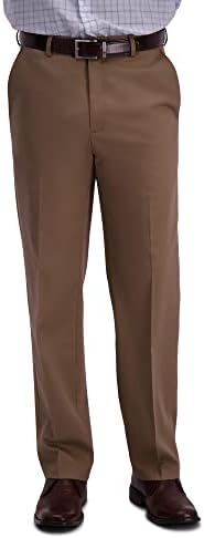 Haggar mens Big-tall Premium No Iron Khaki Classic-fit Expandable-waist Flat-front dress pants, British Khaki, 44W x 34L US