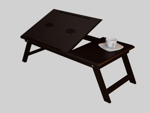 Image of Wooden Finish Standard Multi-Purpose Foldable Portable Bed Table. (Black)