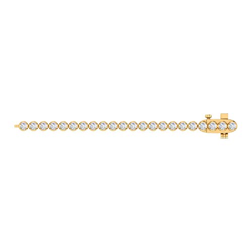 Image of 1 to 6 Carat Prong Set Round Cut Natural Diamond Tennis Bracelet for Women in 14K Gold (7 Inch) (I1-I2 Clarity)