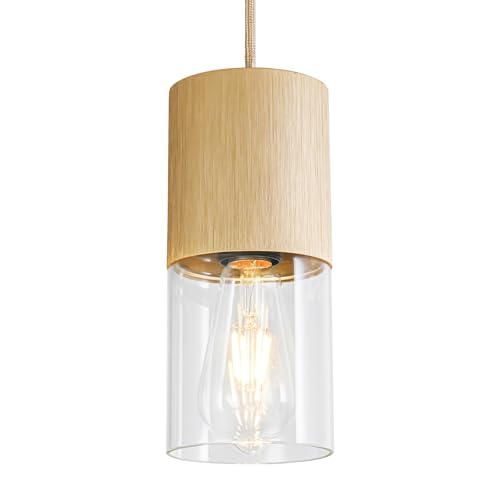 Image of Gold Pendant Light Fixtures, Adjustable Modern Pendant Lights for Kitchen Island, Industrial Clear Glass Pendant Lights for Dining Table Hallway Bedroom Living Room,1 Pack