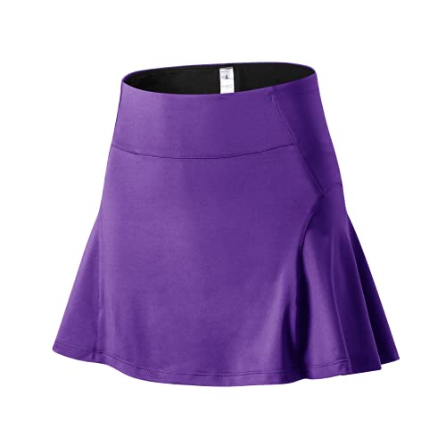 Big Girl s High Waist Tennis Skort Women s Pleated Running Golf Skirt with Shorts Purple L