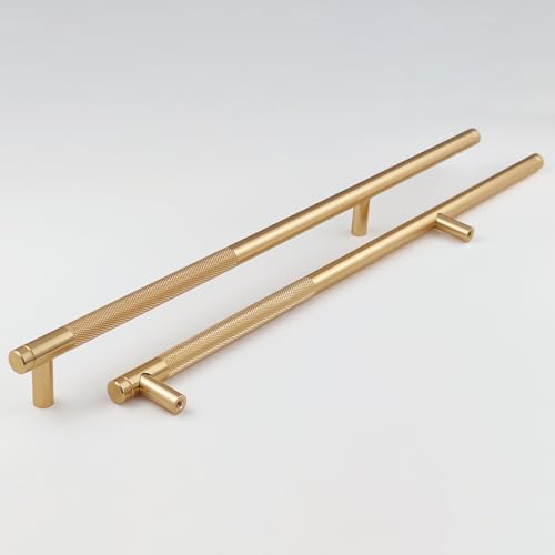 Pexintek 2 Pack Gold Modern Cabinet Handles 256mm Hole Centers Kitchen Bathroom bedrooms Study Furniture Door Vintage Pulls with Screws for Cupboards Drawer Wardrobe Dresser (Gold)