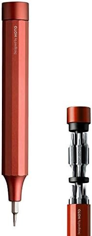 HOTO Precision Screwdriver Sets, 24-in-1 Manual Screwdriver, 24 pcs Tough S2 Steel Bits, Manual Pen Shape, Ideal for Electronics, Glasses and Bracelets, Cinnabar Red