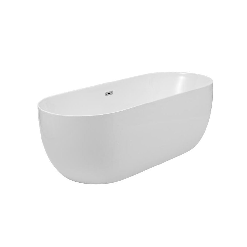 Milano White Overton 1500Mm X 750Mm Double Ended Freestanding Bath Overflow Waste