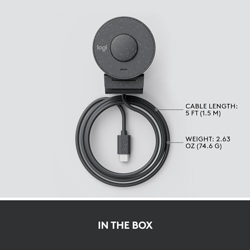Logitech - Webcam USB-C Brio 300 1920x1080p com obturador de privacidade, correção automática de luz