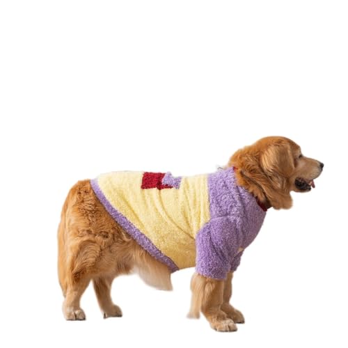ICOUCHI ふわふわ 犬服 ペット服 Tシャツ 秋冬 中型 大型犬 洋服 可愛い ドッグウェア フリース コート 防寒 暖かい 脱毛保護 柴犬 秋田犬 パジャマ お散歩お出かけウェアに (5XL,イエロー)