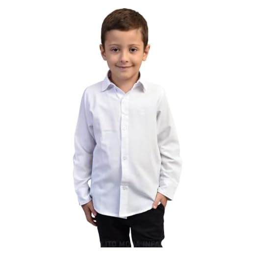 Camisa Social Infantil Menino Bebê Branca Manga Longa (BR, Alfa, Único, Regular, 1, BRANCO)