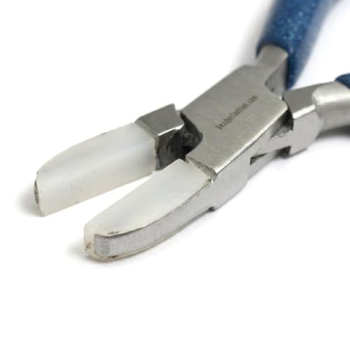 Image of Beadsnfashion Steel Jewellery Making Nylon Jaw Plier - Professional Stainless Steel Jewellery Making Tool with Blue Grips Handle for Straightening Wire and Detailed Craft Work