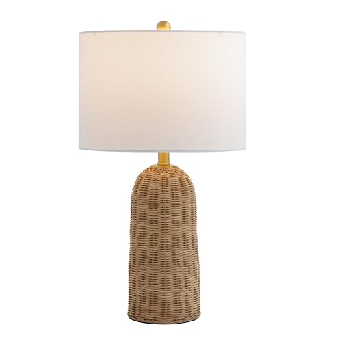 SAFAVIEH Lighting - Anto 25.5-Inch Rattan Table Lamp - Brown & Brass - Coastal Woven Body Design - Ideal for Living Room, Bedroom, Entryway, Home Office - LED Bulb Included (TBL4584A)