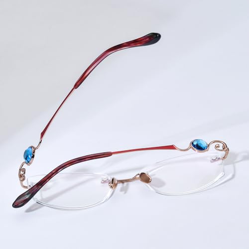 Image of FONEX Titanium Glasses Frame,Rimless Frameless Luxury Diamond Optical Eyeglasses for Women
