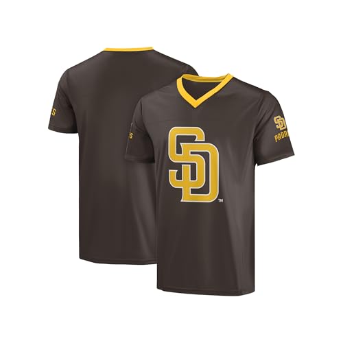 Image of FOCO MLB Men's Officially Licensed Primary Logo Wordmark Ballpark Team Color Baseball Performance V-Neck Top
