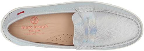 Marc Joseph New York Unisex Genuine Leather Boys/Girls Casual Comfort Slip On Moccasin Loafer Shoes Driving Style, Silver/White Print, 3.5 M US Little Kid | Image 4