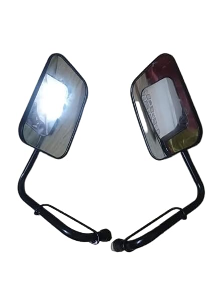 NIRWANA Manual Rear View Mirror, Passenger Side For Mahindra Maxima With Rod Glossy Fiinshing (Left, Right)-image-2