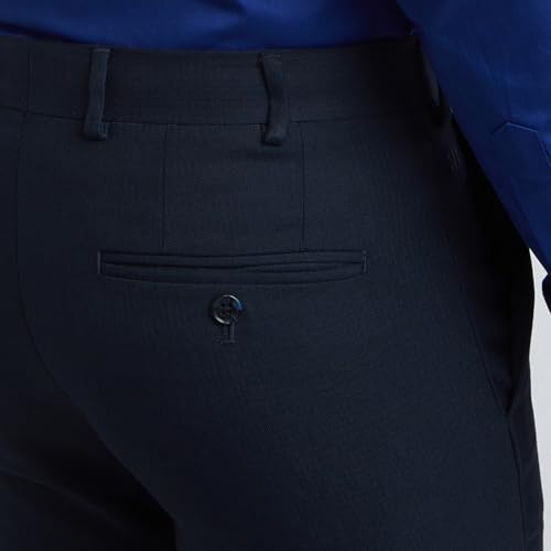 Image of Raymond Men's Poly Viscose Blend Structure Pattern Slim Fit Flat Front Formal Trouser