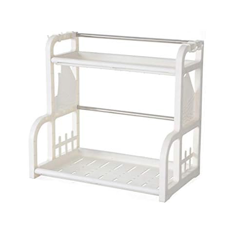 Wangyue Shelf 2 Storey Countertop Kitchen Rack Plastic Storage Organization Rack Finishing rack Cover
