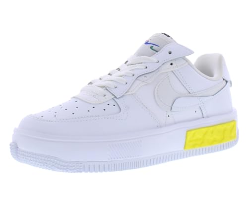 Nike Air Force 1 Fontanka weiße Leder-Turnschuhe DA7024 (Weiß/Photon Dust/Opti Yellow/Summit White 101), White Photon Dust Opti Yellow Summit White, 38.5 EU