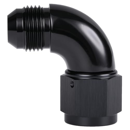 Podavelle 90 Degree 10AN Male to 10AN Female Swivel Full Flow Fitting Adapter Coupler Aluminum Black