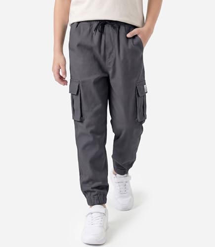 Image of TLAENSON Boys Cargo Joggers Pants Elastic Waist Casual Jogging Trousers Bottom for Kids 6-16 Years