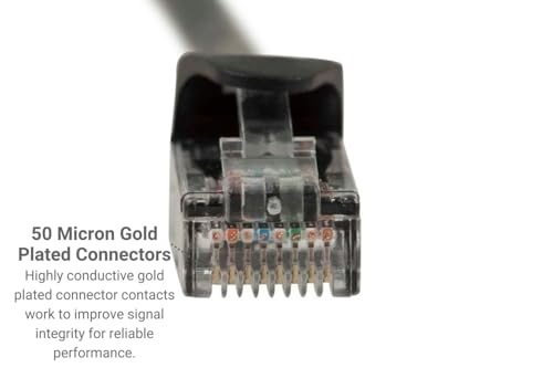 Cable Ethernet Cat6 10 ft Negro con Conectores RJ45 miniatura 4
