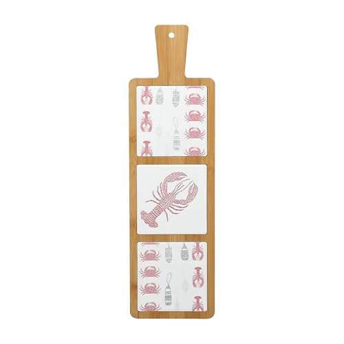 Pavilion Gift Company- Coastal - 16.5" Bamboo Ceramic Trivet Beach Life Beach Lover Beachfront Ocean Nautical Lobster Buoy Crab Kitchen Decor