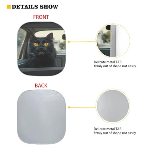 Image of Funny Black Cat Car Front Windshield Sun Shade 2-Piece Foldable Car Windshield Sun Shade UV Rays and Keeps Vehicle Cool Easy to Install for Most Sedan Truck SUV