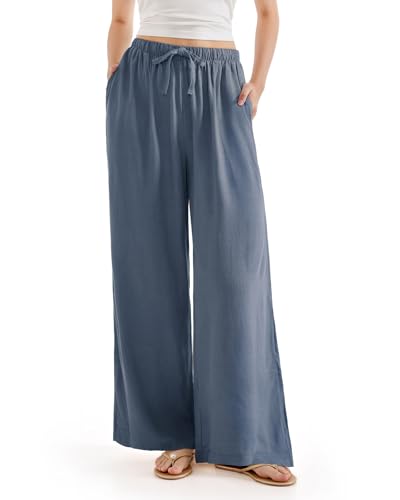 Women Wide Leg Linen Pants with Pockets