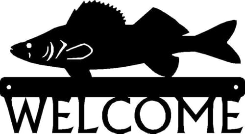 Walleye Fish 12" Metal Welcome Sign for Porch & Front Door