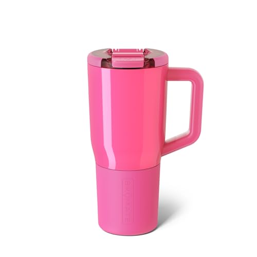 Image of BruMate Muv - 25oz 100% Leak Proof Insulated Coffee Mug with Handle & Lid - Stainless Steel Coffee Travel Mug - Double Walled Coffee Cup (Neon Pink)