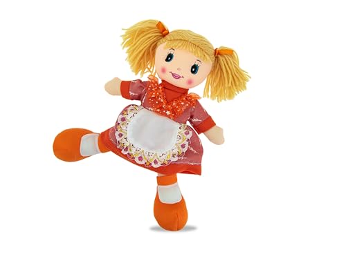 Twierdzenie, szmaciana lalka z haftowanym fartuchem, lalka z tkaniny z wełnianymi włosami, zabawka dla dzieci, wysokość 30 cm