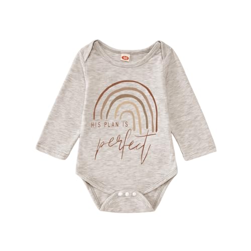 Image of CM C&M WODRO Newborn Baby Boy Girl Bodysuit Answered Prayer Rainbow Onesie Romper Jumpsuit Long Sleeve Infant Outfit Clothes