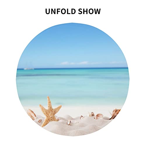 Kawani Beach Tablecloth Round Summer Starfish Seashells Table Cloth Cover Mat Washable Resistance Polyester Decor For Holiday Banquet Party Home Dining Kitchen Wedding Picnic 60 Inch #TOP3