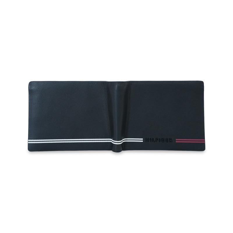 Image of Tommy Hilfiger Men's Leather Slimfold Wallet Escravos | Black Bifold with Coin Pocket & Card Slots | Designer & Stylish Gift