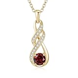 LOCIBLO January Birthstone Necklaces for Women 925 Sterling Silver Infinity Pendant 18K Gold Plated Red Synthetic Garnet Necklace Jewellery for Her, 16'+2'