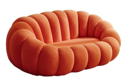 Image of Three Seater Creative Pumpkin Striped Sofa for Living Room Floor Low Pouffe Modern Lounge