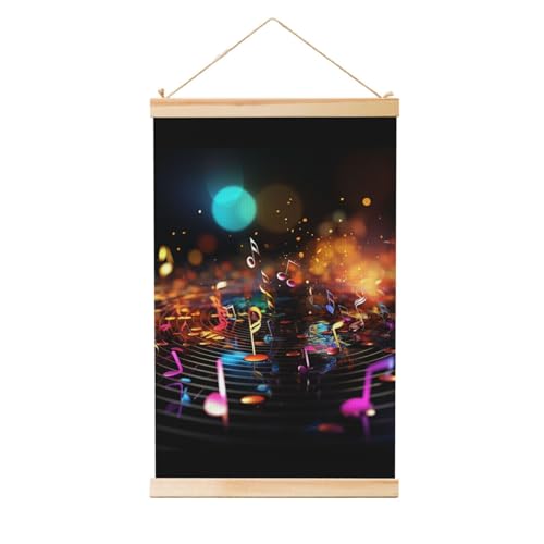 Poster musical coloré 91,4x61 cm avec cadre bois pour décoration salon