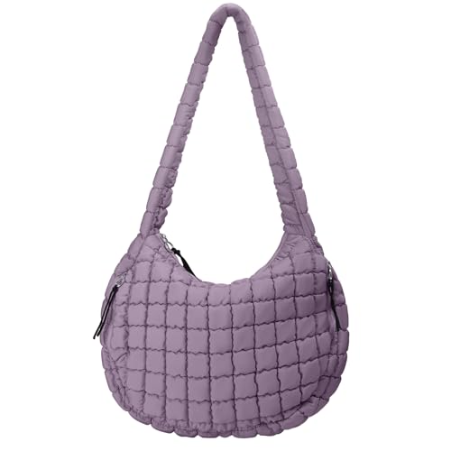 Puffer Tote Bag for Women Large Quilted Tote Bag Quilted Carryall Bag Soft Puffy Crossbody Bag Hobo Handbags Puff Purse