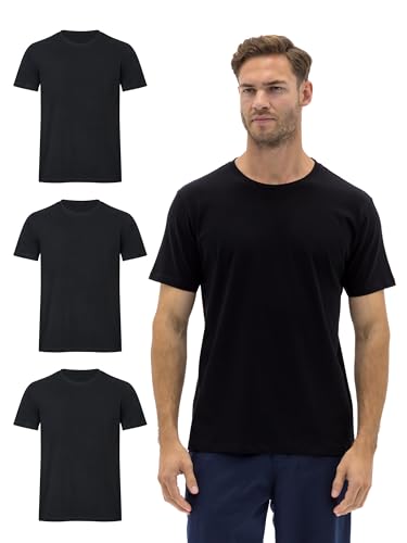 Barrio 13 T-Shirt Rundhals Herren 3er Pack – Basic Unterziehshirt Slim Fit aus Premium Baumwolle, atmungsaktiv & extra l...