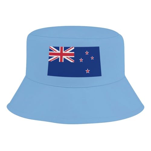 Kids Sun Hat New Zealand Flag Bucket Hat for Girls & Boys,Lightweight Nylon Packable Fun & Cool Reversible