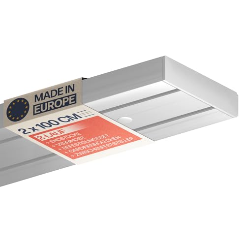Bestlivings Gardinenschiene 2-läufig 200cm (2x100cm) Komplettset
