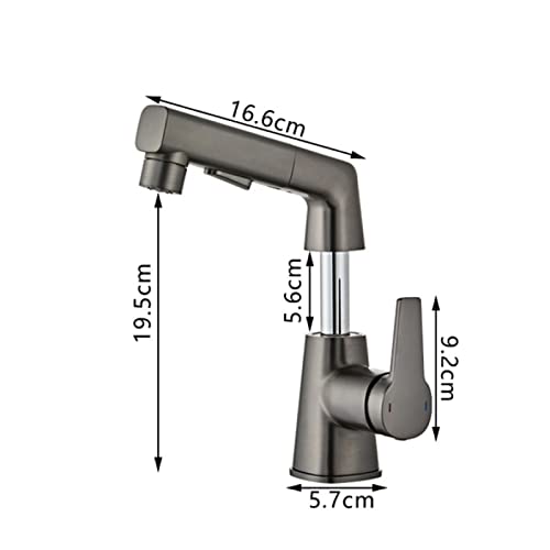 Robinet d'évier de salle de bain anti-éclaboussures à bec rétractable pour eau chaude froide - 2