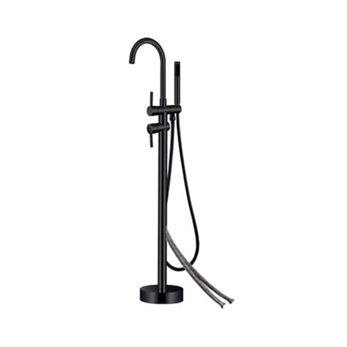SdaryWare Robinetterie de Baignoire sur Pied Gris, Rotation à 360°, raccordement Mural, Eau Chaude et Froide. Mitigeur de Baignoire sur Pied, Gris.(Black)