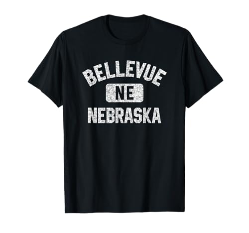Bellevue Nebraska Gym Style Distressed White Print T-Shirt