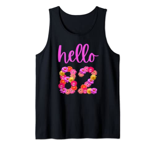 Flor de cumpleaños de 82 años Hola 82 Es mi cumpleaños 82 Camiseta sin Mangas