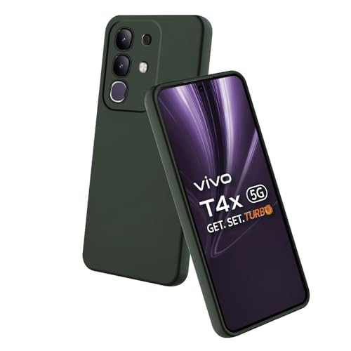 Image of Back Cover for Vivo T4x 5G / iQOO Z10x 5G | Full Camera Protection | Premium Liquid Silicon Case | Flexible Bumper Case for Vivo T4x 5G / Y29 4G / Y31 Pro 5G / iQOO Z10x 5G (Military Green)