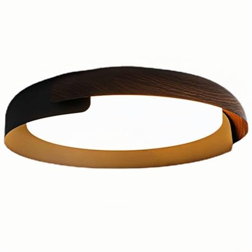 Plafonnier rétro japonais effet bois de 43cm avec LED à 3 températures
