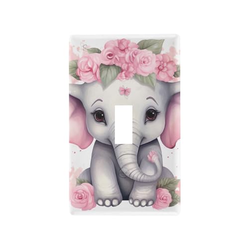 Cute Baby Elephant Light Switch Cover Decorative Receptacle Outlet Wall Plate Guard Plastic Wall Outlet Cover for Home Decor Room Bedroom Bathroom...