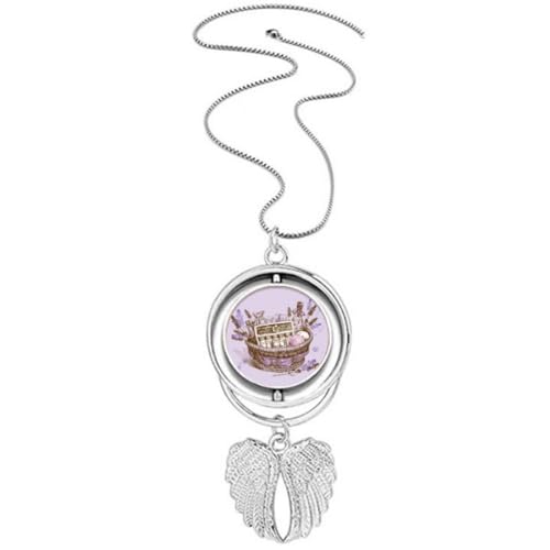 Collier ailes d'ange en relief motif fleurs lavande d'exception